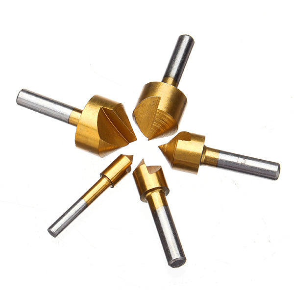 5pcs Metric Single Flute Countersink Drill Chamfering Cutter Bit
