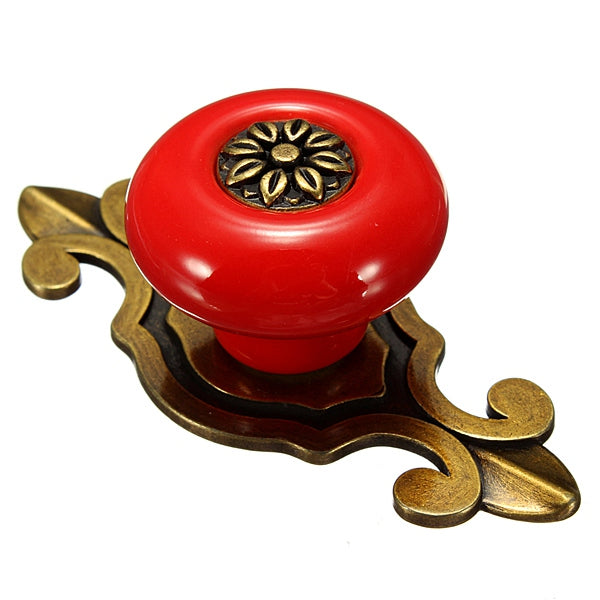 Ceramics Door Drawer Knob With Base Pull Handle  8 Styles