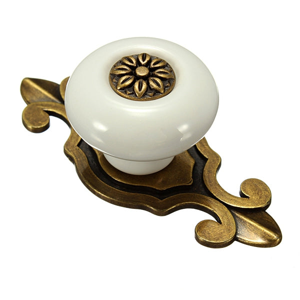 Ceramics Door Drawer Knob With Base Pull Handle  8 Styles