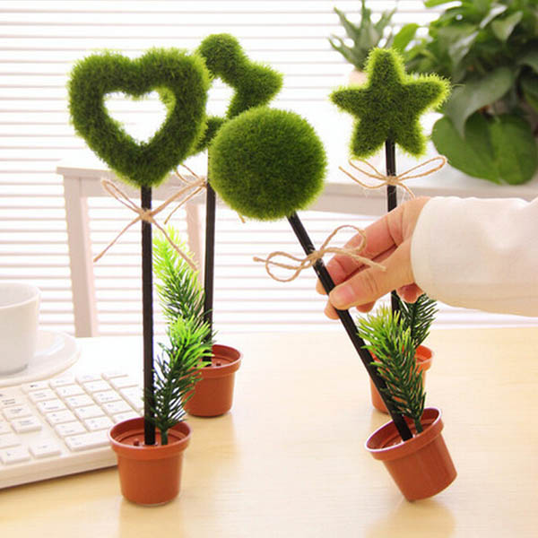 Lovely Green Plants Potted Shape Ballpoint Ball Pen