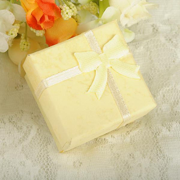 Bow Earring Ring Pendant Jewelry Display Gift Box Square Case