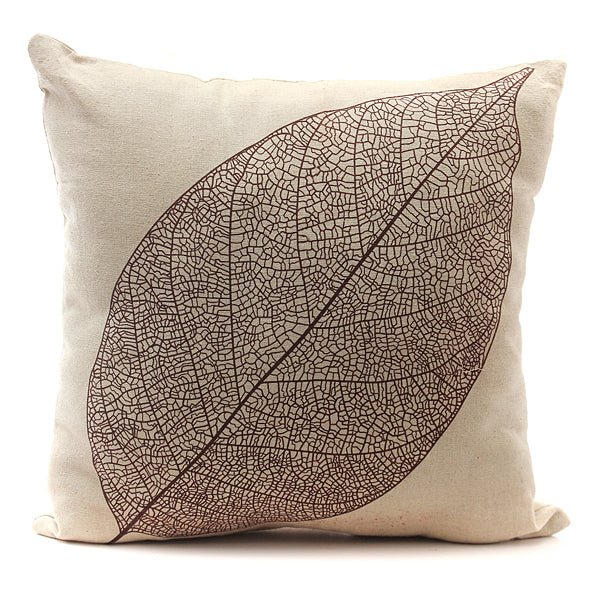 Retro Leaf Pillow Case Linen Cotton Cushion Cover Home Decor