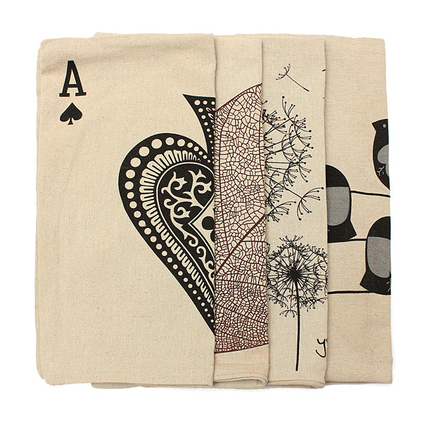 Retro Leaf Pillow Case Linen Cotton Cushion Cover Home Decor