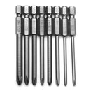 8pcs 75mm Magnetic Long Hex Cross Head Screwdriver Bits Set