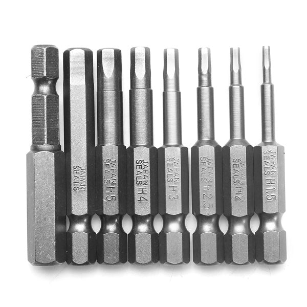 8pcs 50mm 1/4 Inch Hex Shank Magnetic Hex Head Screwdriver Bits