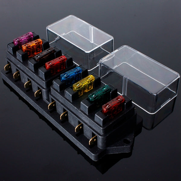12V Universal Motor 8 Way Circuit Standard Blade Fuse Box Holder