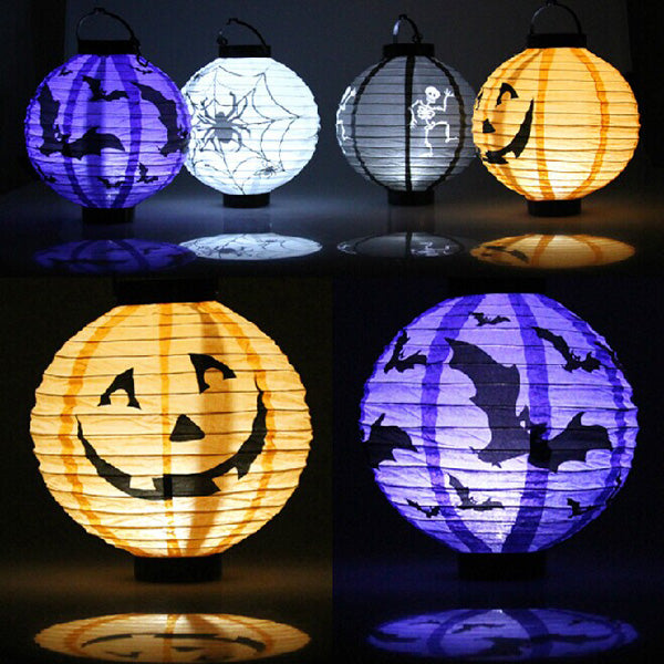 Halloween Pumpkin Paper Lantern Decoration Supplies Bat Spider Skull