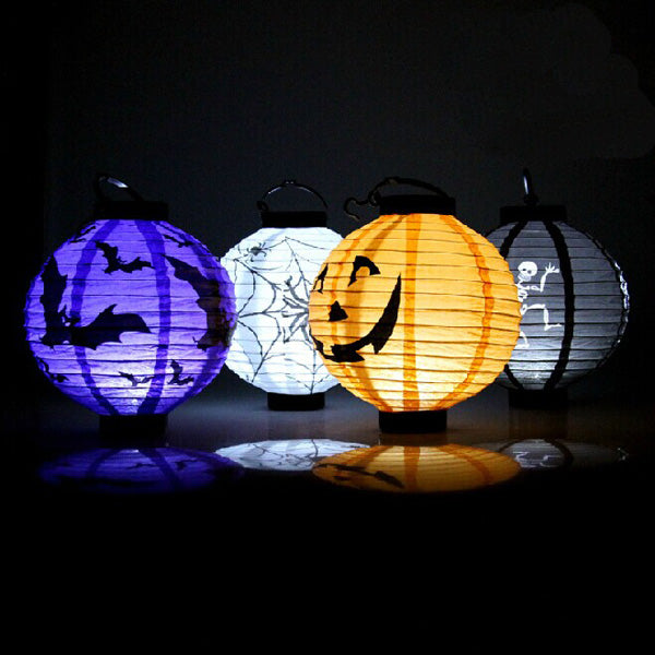 Halloween Pumpkin Paper Lantern Decoration Supplies Bat Spider Skull