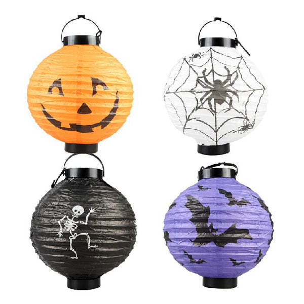 Halloween Pumpkin Paper Lantern Decoration Supplies Bat Spider Skull