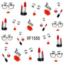 Red Lip Lipstick Pattern Water Decal Transfer Nail Sticker