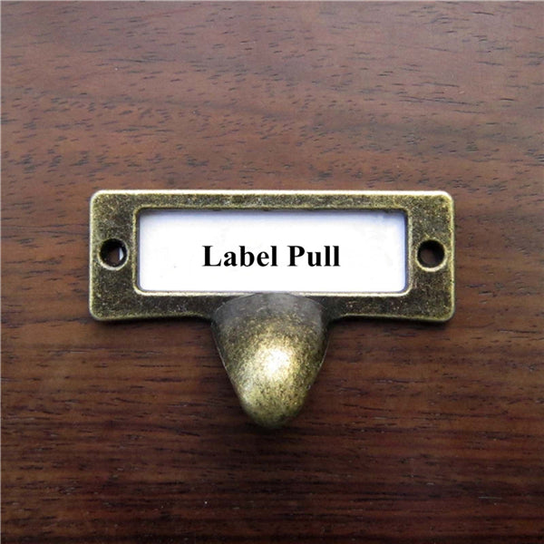 6pcs Antique Brass Drawer Label Pull Cabinet Frame Handle File Name Card Holder