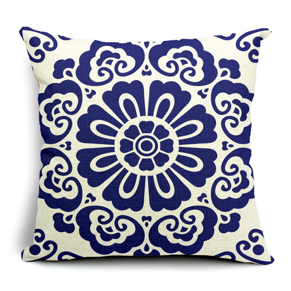 Chinoiserie Pillow Case Blue And White Porcelain Pillowcase