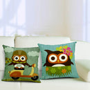 Cartoon Owl Print Pillow Case Home Office Car Cushion