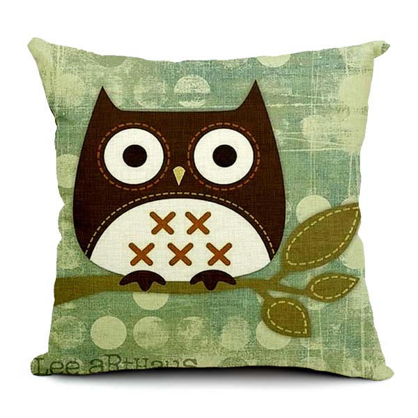 Cartoon Owl Print Pillow Case Home Office Car Cushion