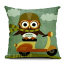 Cartoon Owl Print Pillow Case Home Office Car Cushion