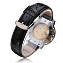 FORSINING Crystal Gold PU Leather Mechanical Flywheel Men Wrist Watch