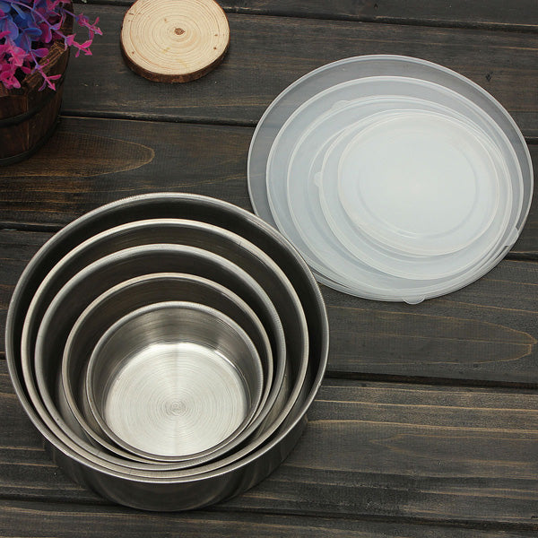5pcs Stainless Steel Food Container Bowls Crisper Lunch Box