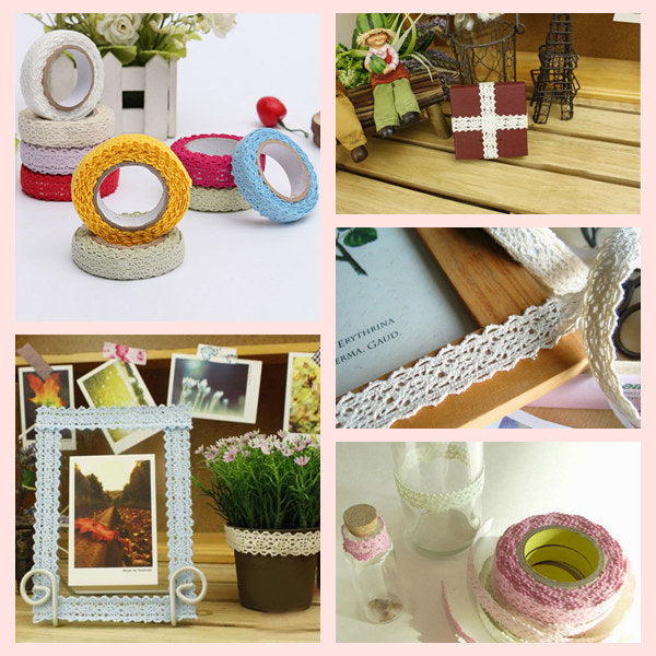 1.7M Bilateral Lace Fabric Tape Self Adhesive 9 Colors