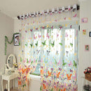 Butterfly Printed Sheer Window Curtains Tulle Door Window Screen