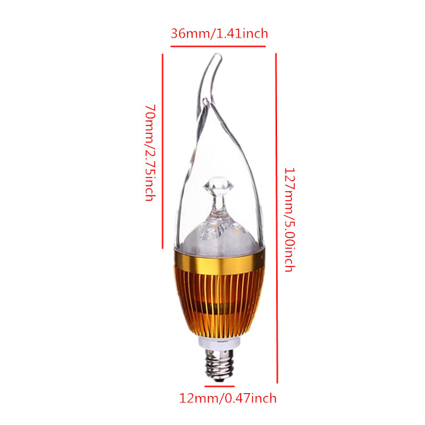 E12 3W AC85-265V White/Warm White Golden Cover LED Candle Light Bulb