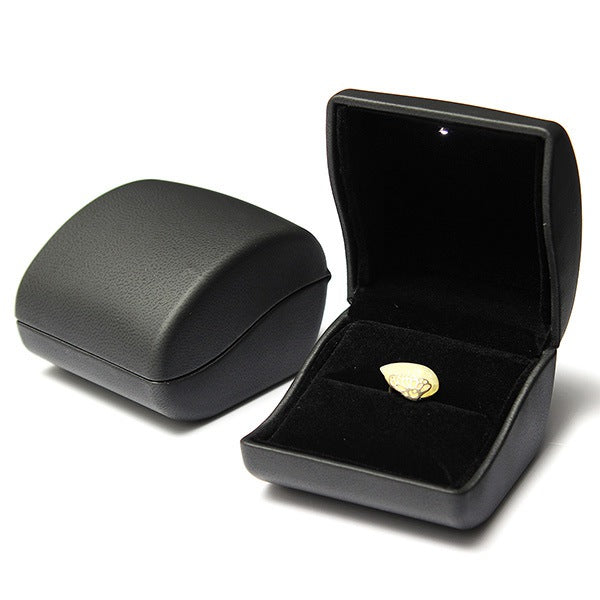 Luxury Black PU Leather LED Lighted Ring Box Jewelry Wedding Gift Case