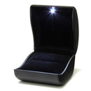 Luxury Black PU Leather LED Lighted Ring Box Jewelry Wedding Gift Case