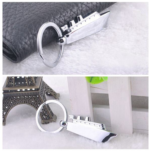 3D Silver Cruises Ship Boat Model Key Chain Metal Keyring Gift