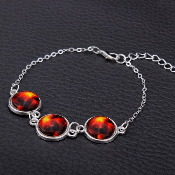 Silver Plated Time Gem Galaxy Glass Cabochon Charm Bracelet Unisex