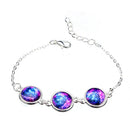 Silver Plated Time Gem Galaxy Glass Cabochon Charm Bracelet Unisex