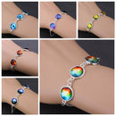 Silver Plated Time Gem Galaxy Glass Cabochon Charm Bracelet Unisex