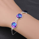 Silver Plated Time Gem Galaxy Glass Cabochon Charm Bracelet Unisex
