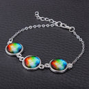 Silver Plated Time Gem Galaxy Glass Cabochon Charm Bracelet Unisex