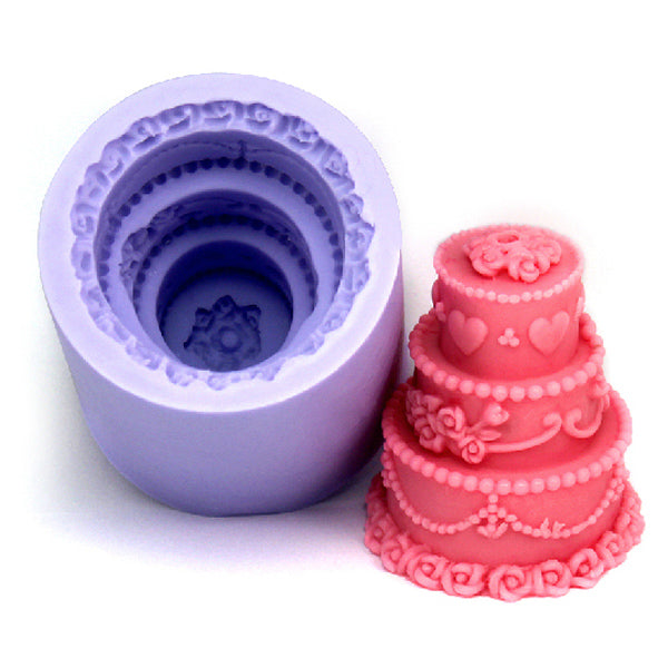 3D 3 Layers Wedding Cake Silicone Mold Fondant Chocolate Mold