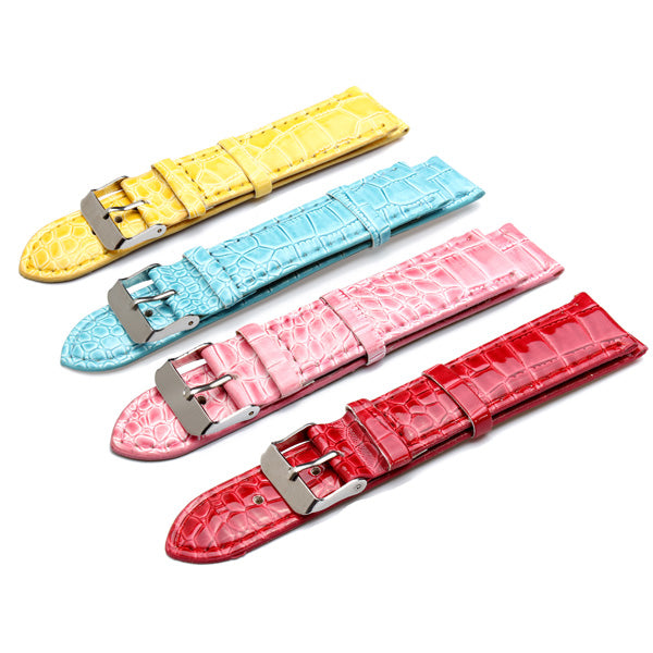 20mm PU Leather Men Women Mental Wrist Watch Band