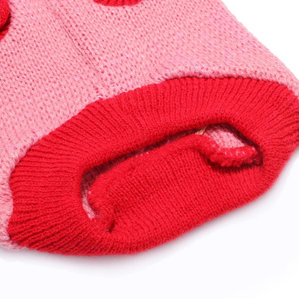Red Heart Bone Pet Dog Knitted Breathable Sweater Pink