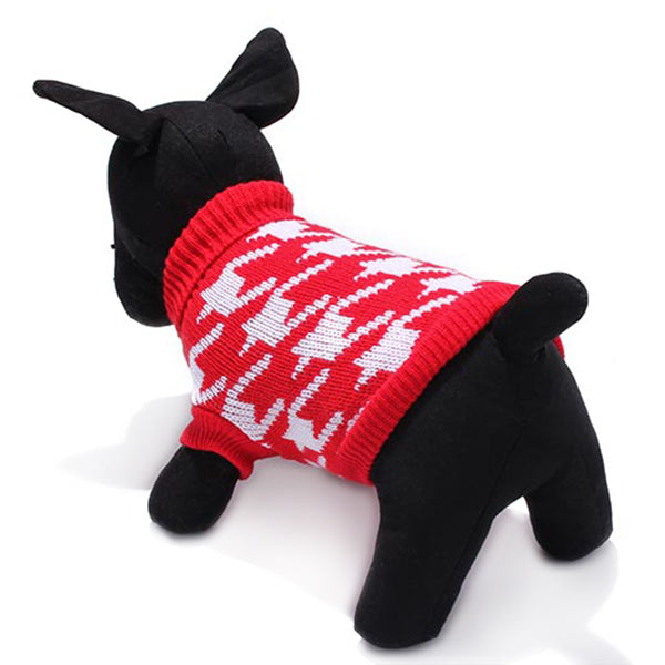 Pet Dog Knitted Breathable Sweater Outwear Apparel Red Black