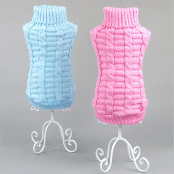 Solid Color Pet Dog Cat Knitted Breathable Warm Sweater Winter Outwear