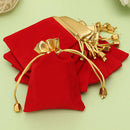 10PCS Golden Red Flannelette Drawstring Pouch Jewelry Gift Bags Pouch