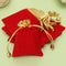 10PCS Golden Red Flannelette Drawstring Pouch Jewelry Gift Bags Pouch