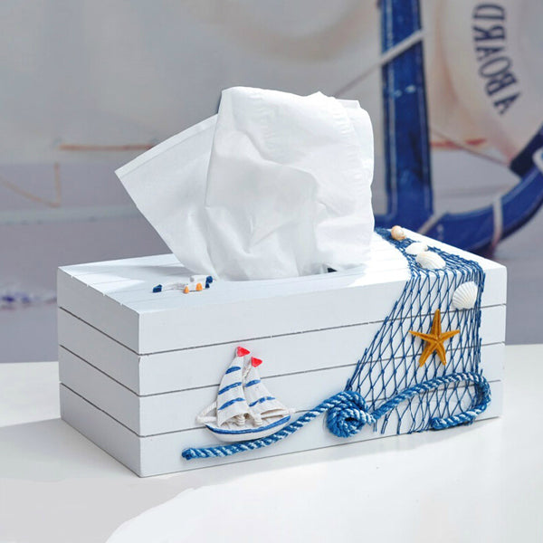 Mediterranean Style Blue And White Tissue Boxes Paper Napkin Box