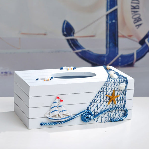 Mediterranean Style Blue And White Tissue Boxes Paper Napkin Box