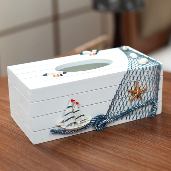Mediterranean Style Blue And White Tissue Boxes Paper Napkin Box