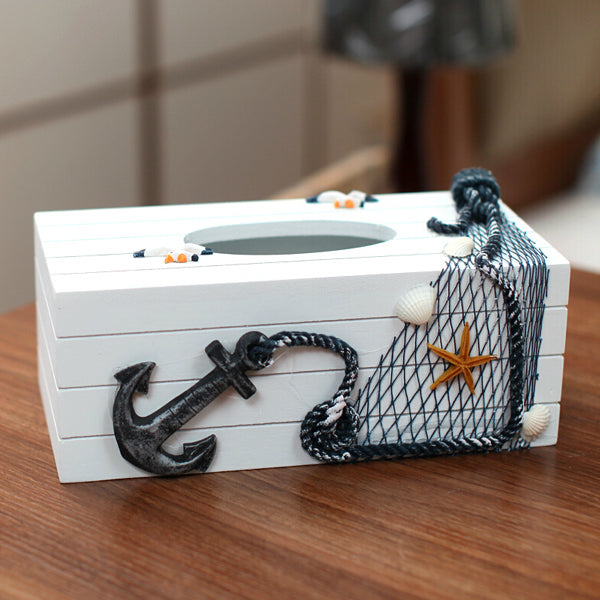 Mediterranean Style Blue And White Tissue Boxes Paper Napkin Box