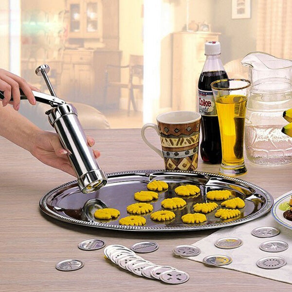 Stainless Steel Non-Stick Cookie Press  Set Include 22 Shapes & 4 Decorating Tips