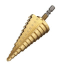 Drillpro 6-35MM Titanium Coated Step Cone Drill Bit HSS 13 Steps Hex Shank