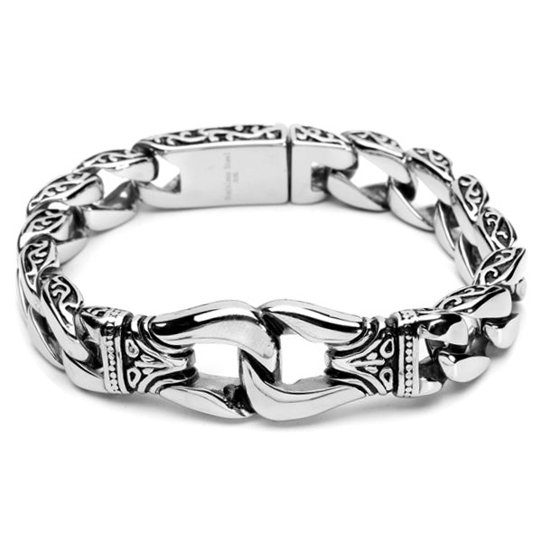 Silver Tone Mens 316L Stainless Steel Bracelet Vintage Jewelry