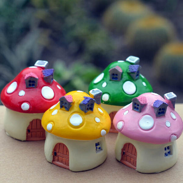 Mini Resin Mushrooms House Micro Landscape DIY Decorations