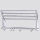 Alumimum Folded Silver Bath Towel Shelf Washcloth Rack Holder With 5 Hooks