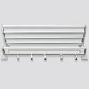 Alumimum Folded Silver Bath Towel Shelf Washcloth Rack Holder With 5 Hooks