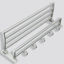 Alumimum Folded Silver Bath Towel Shelf Washcloth Rack Holder With 5 Hooks